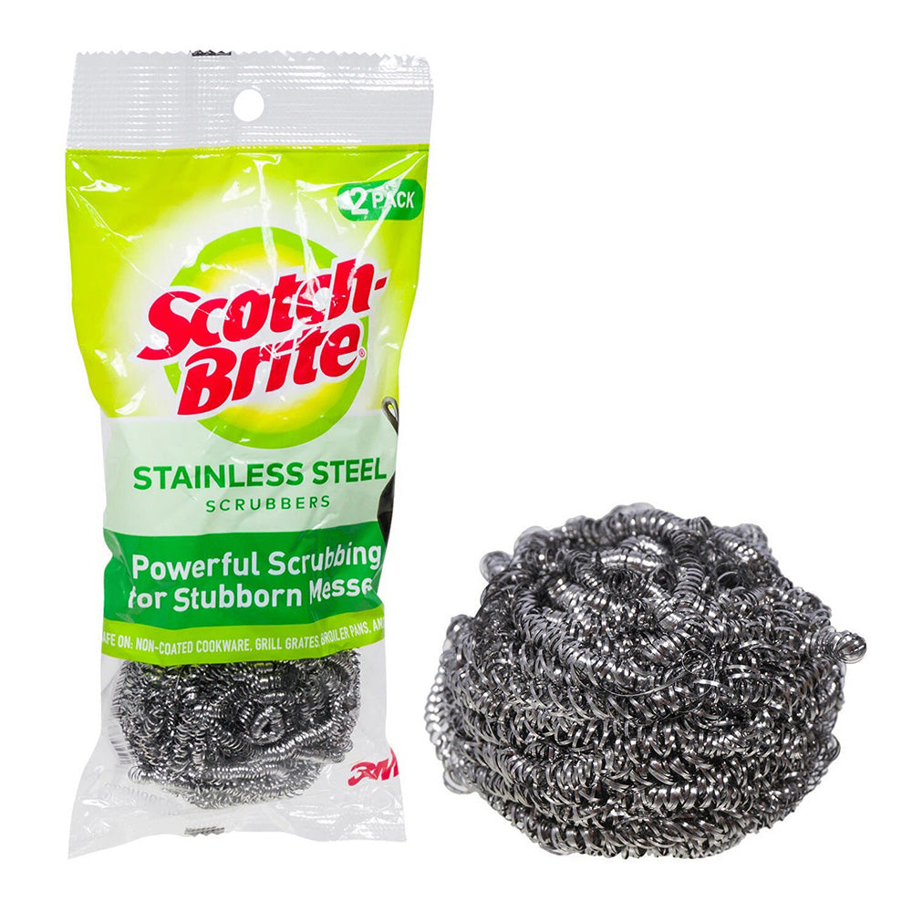 Scotch Brite Stainless Steel Scrubbing Pads for Pots Pans and Broiler Pans 2Ea